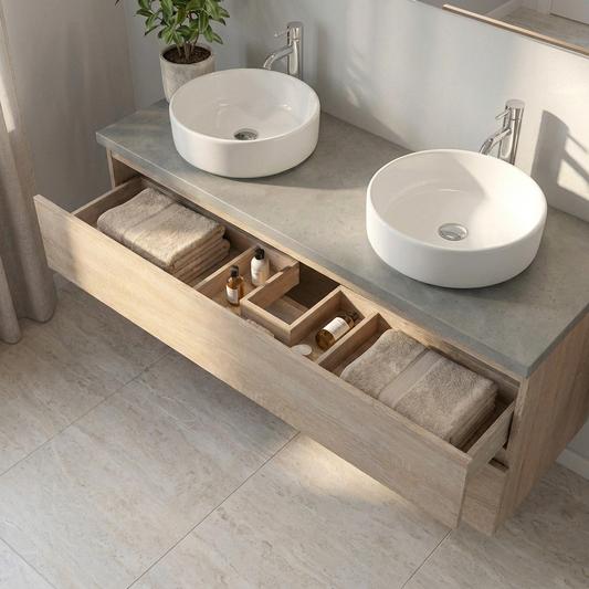 Meuble de Salle de Bain Suspendu Chêne