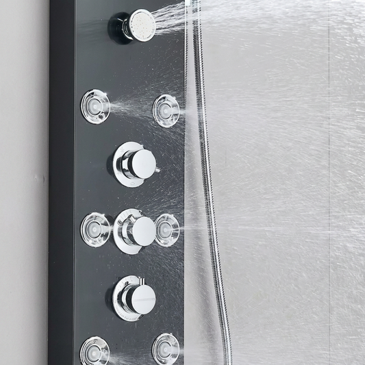 Colonne de Douche Hydromassante Noire — Affichage LCD