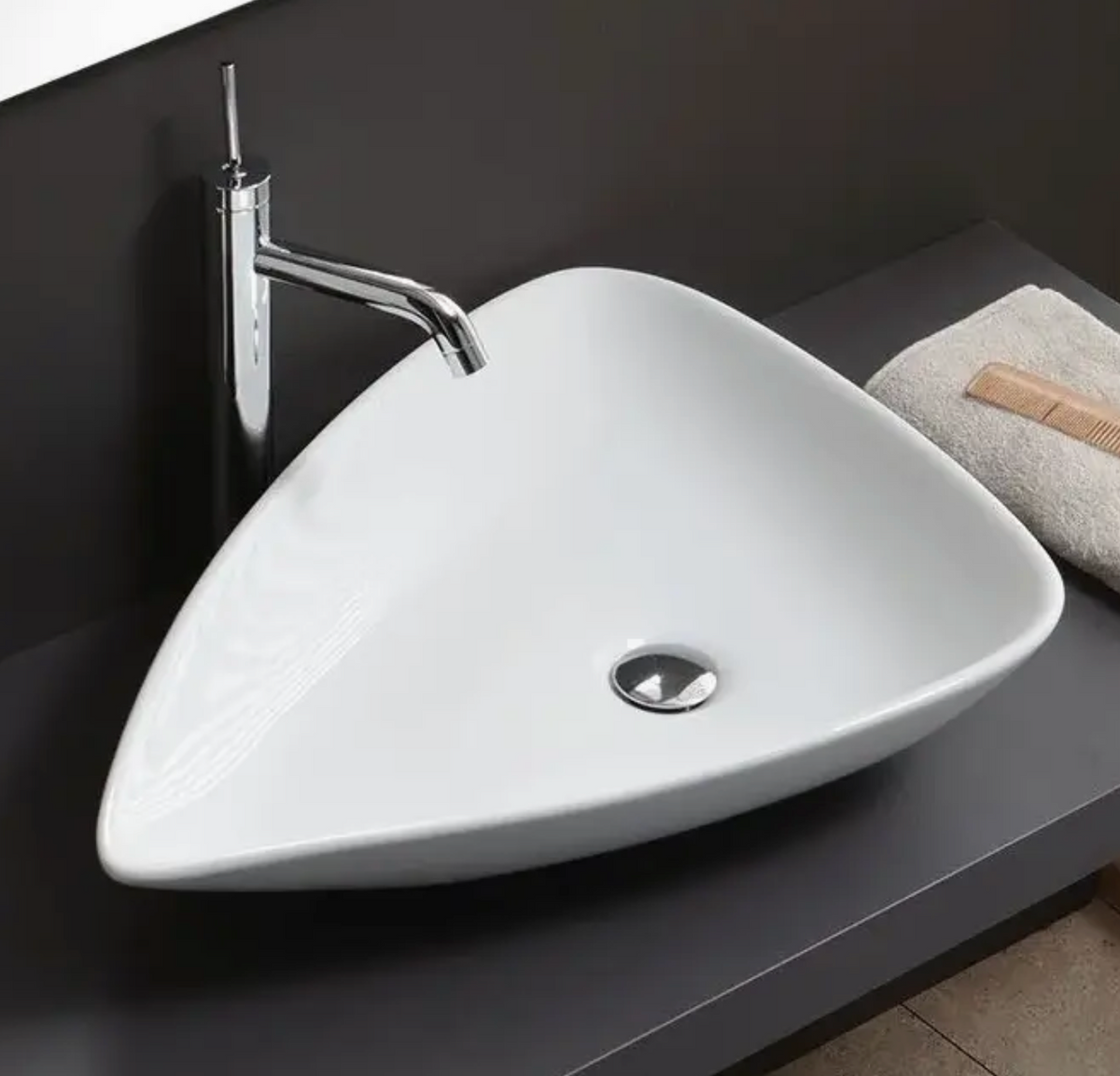 Vasque à Poser Forme Goutte d'Eau Blanche