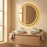 Miroir Rond LED à Cadre Mosaïque