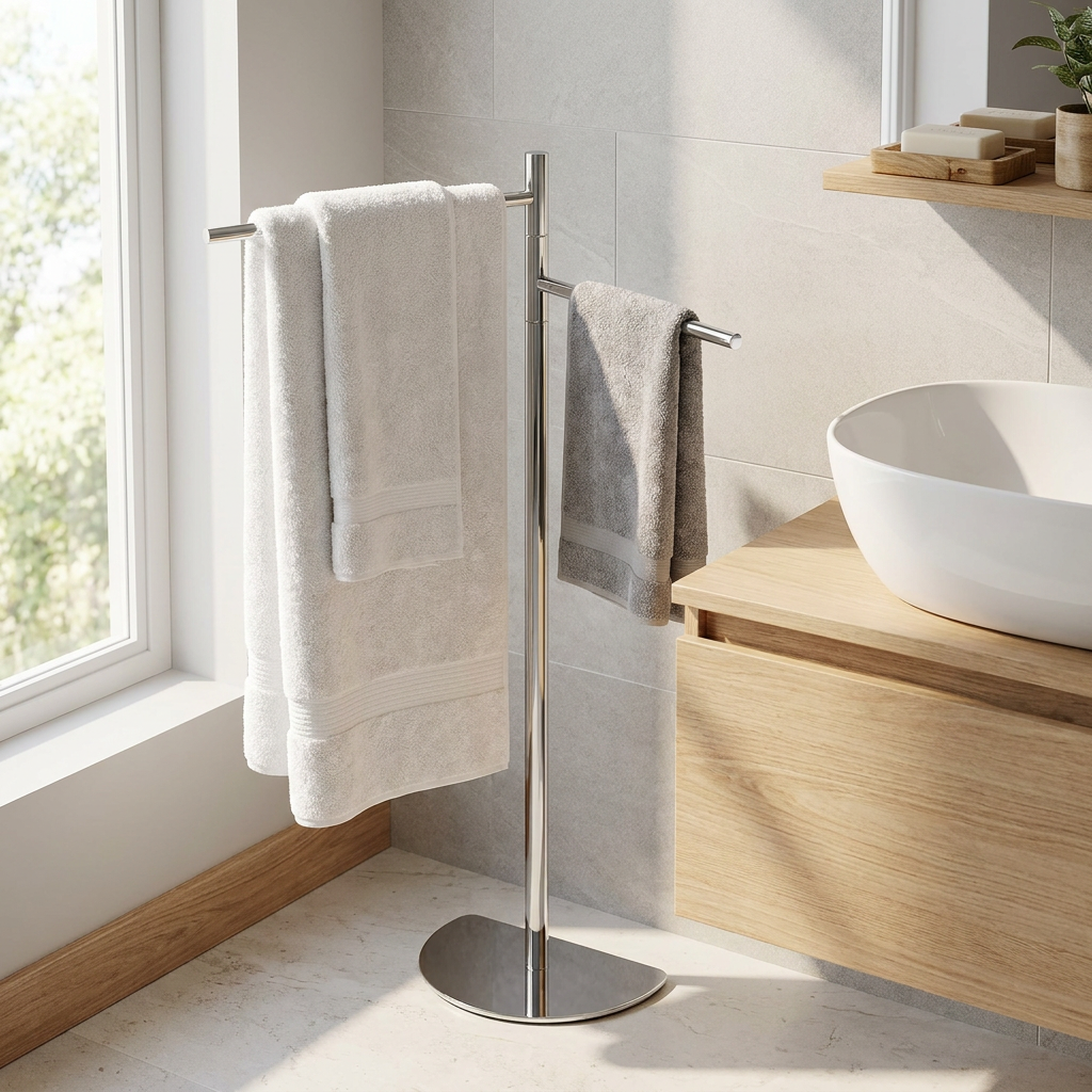 Porte-Serviettes Pivotant Chromé 2 Bras