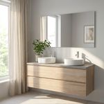Meuble de Salle de Bain Suspendu Chêne