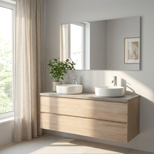 Meuble de Salle de Bain Suspendu Chêne