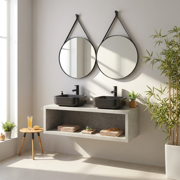 Meuble de Salle de Bain Suspendu Effet Ciment