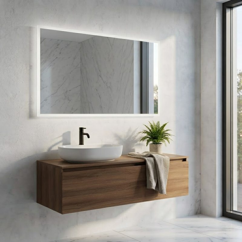 Miroir Rectangulaire LED Salle de Bain 100 x 70 cm – Halo Lumineux sur Tout le Pourtour
