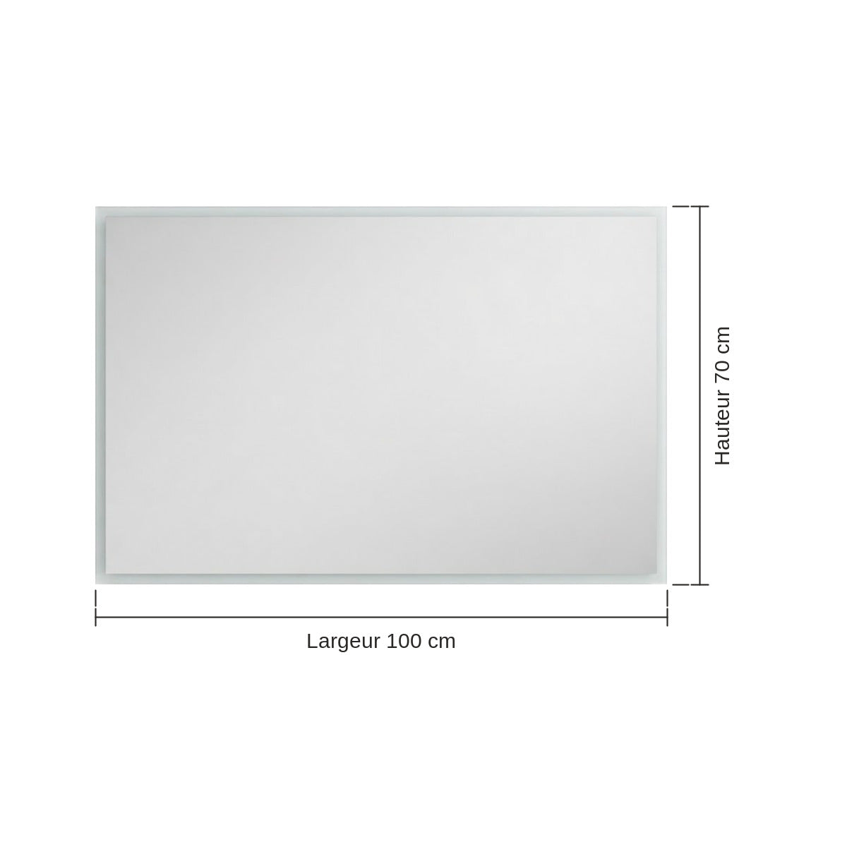 Miroir Rectangulaire LED Salle de Bain 100 x 70 cm – Halo Lumineux sur Tout le Pourtour