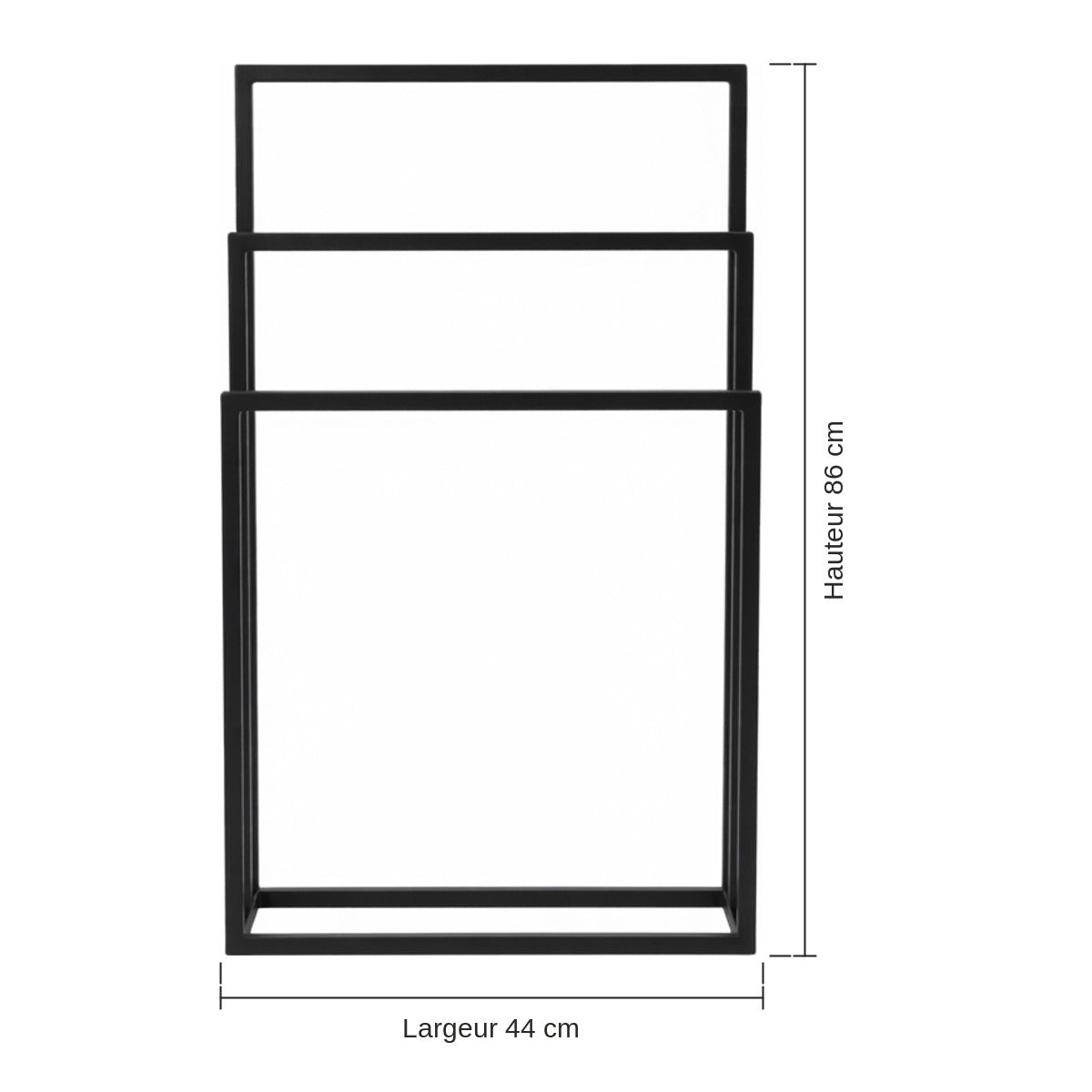 Porte-Serviettes sur Pied Noir 3 Niveaux – Sans Perçage pour Salle de Bain