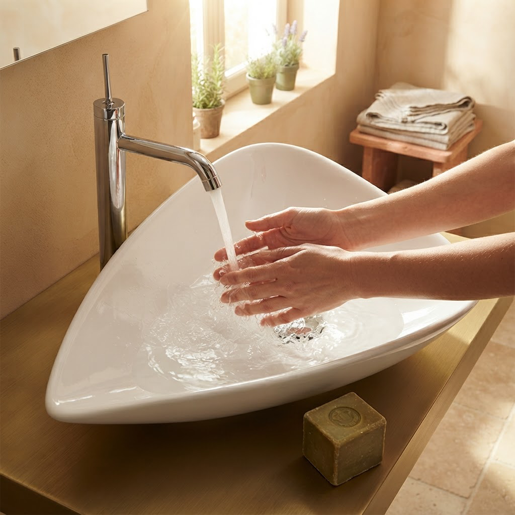 Vasque à Poser Forme Goutte d'Eau Blanche en Céramique 65 x 47 cm – Lavabo Salle de Bain