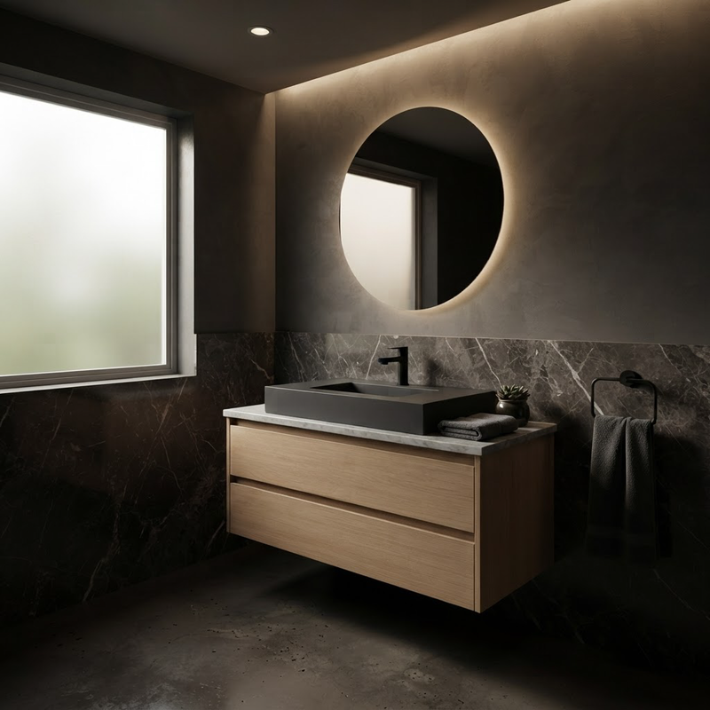 Vasque à Poser Rectangulaire Noire 100 x 46 cm en Résine Mate – Lavabo Salle de Bain