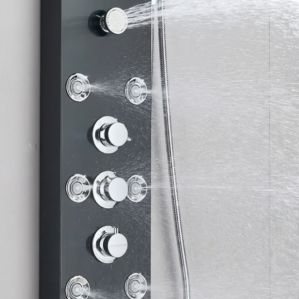 Colonne de Douche Hydromassante Noire — Affichage LCD