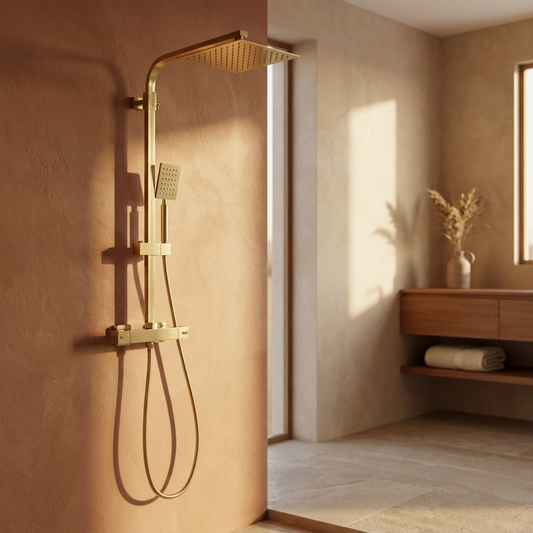 Colonne de Douche Thermostatique Dorée en Laiton