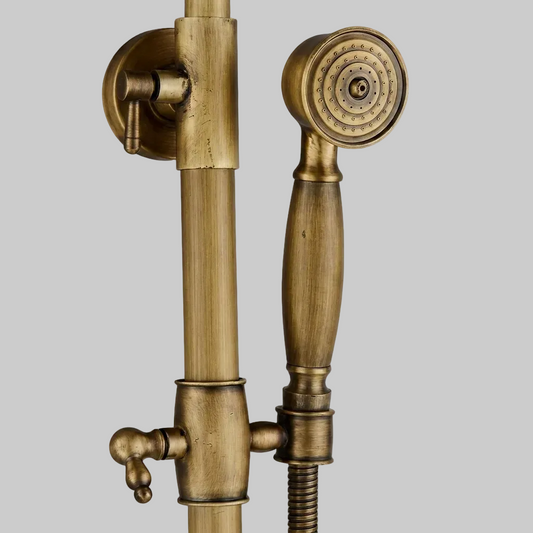 Colonne de Douche en Laiton Antique avec Bec de Bain