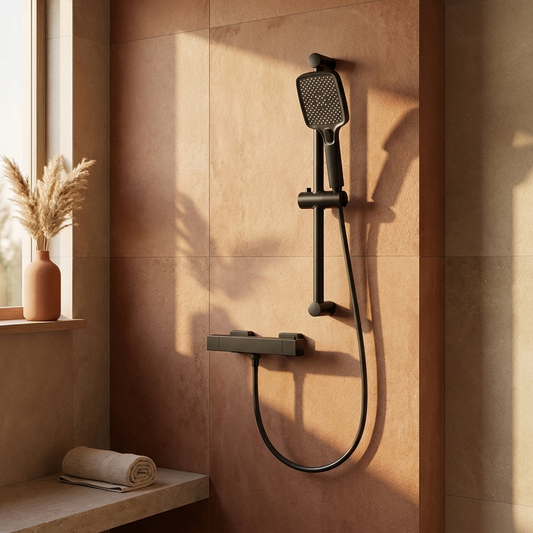 Colonne de Douche Thermostatique Noire 3 Jets