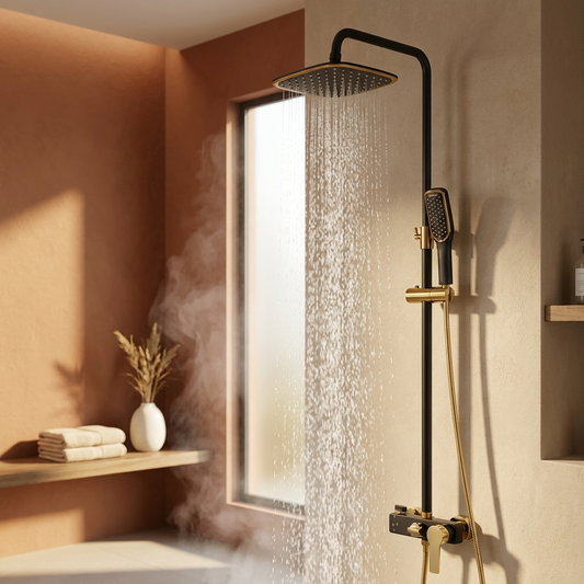 Ensemble de Douche Murale Noir et Or
