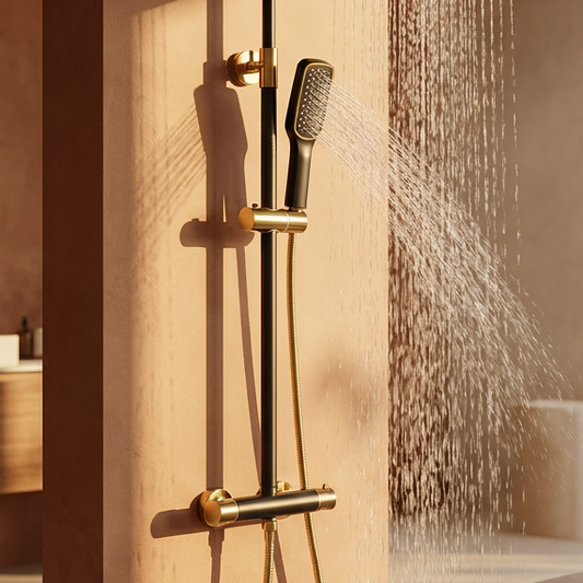 Ensemble de Douche Murale Noir et Or