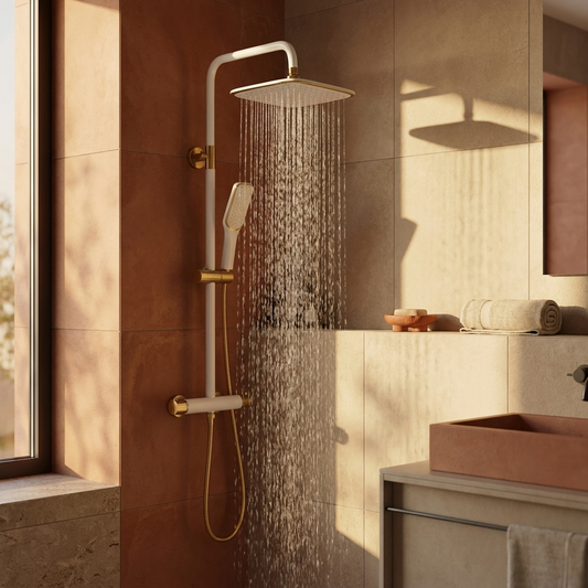 Ensemble de Douche Murale Blanc et Or