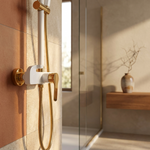 Ensemble de Douche Murale Blanc et Or