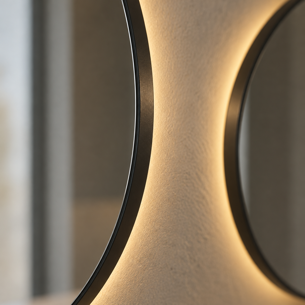Duo de Miroirs Noirs LED – Miroir Salle de Bain Rond Rétroéclairé avec Capteur Tactile