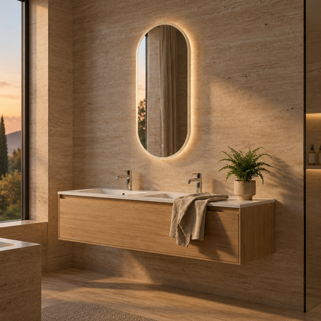 Miroir Ovale LED Salle de Bain 50 x 100 cm – Format Vertical Rétroéclairé