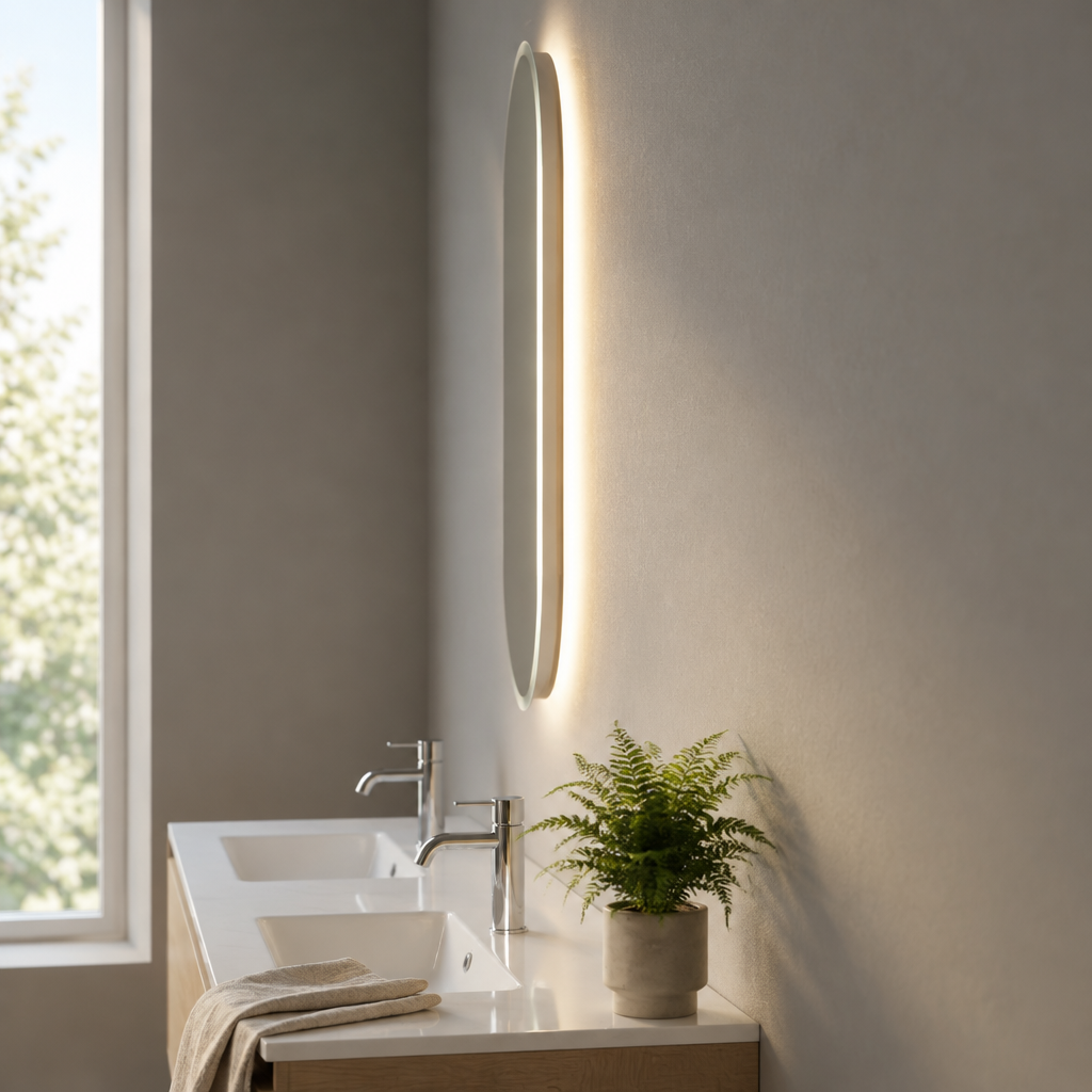 Miroir Ovale LED Salle de Bain 50 x 100 cm – Format Vertical Rétroéclairé