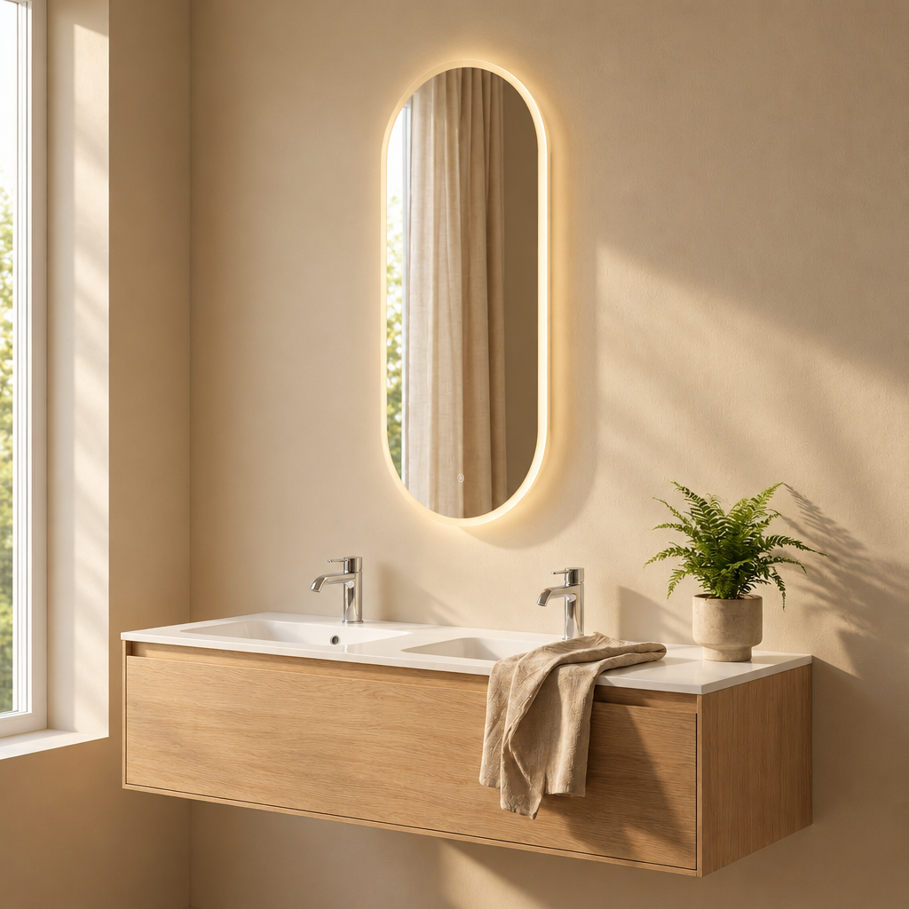 Miroir Ovale LED Salle de Bain 50 x 100 cm – Format Vertical Rétroéclairé