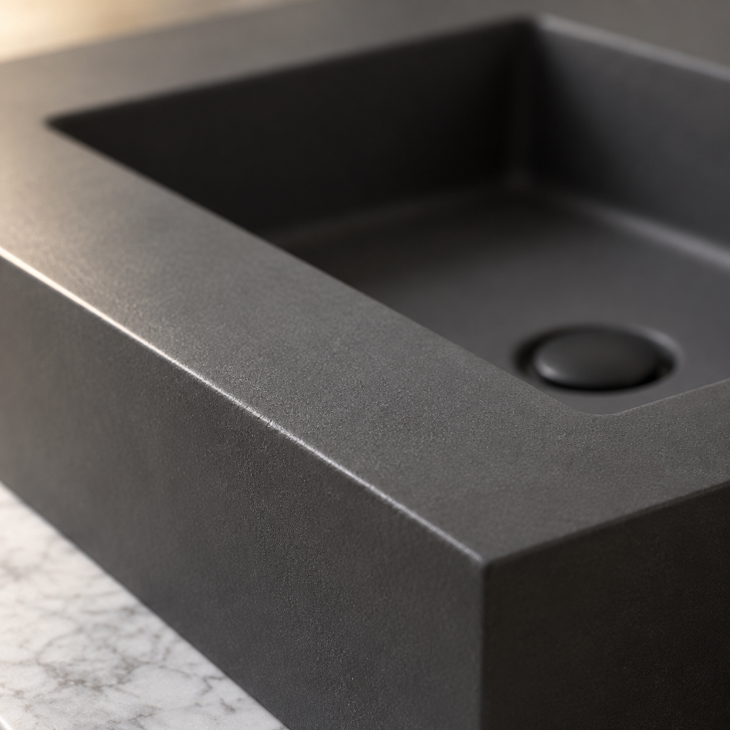 Vasque à Poser Rectangulaire Noire 100 x 46 cm en Résine Mate – Lavabo Salle de Bain